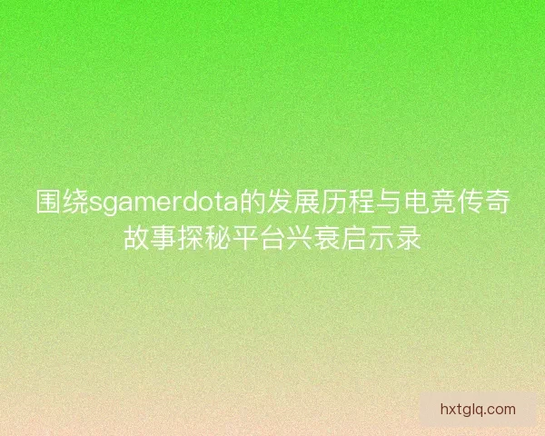 围绕sgamerdota的发展历程与电竞传奇故事探秘平台兴衰启示录